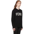 Fendi Black Wool Logo Pullover