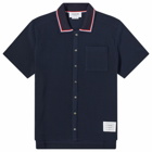 Thom Browne Men's Short Sleeve Button Down Textured Shirt in Navy