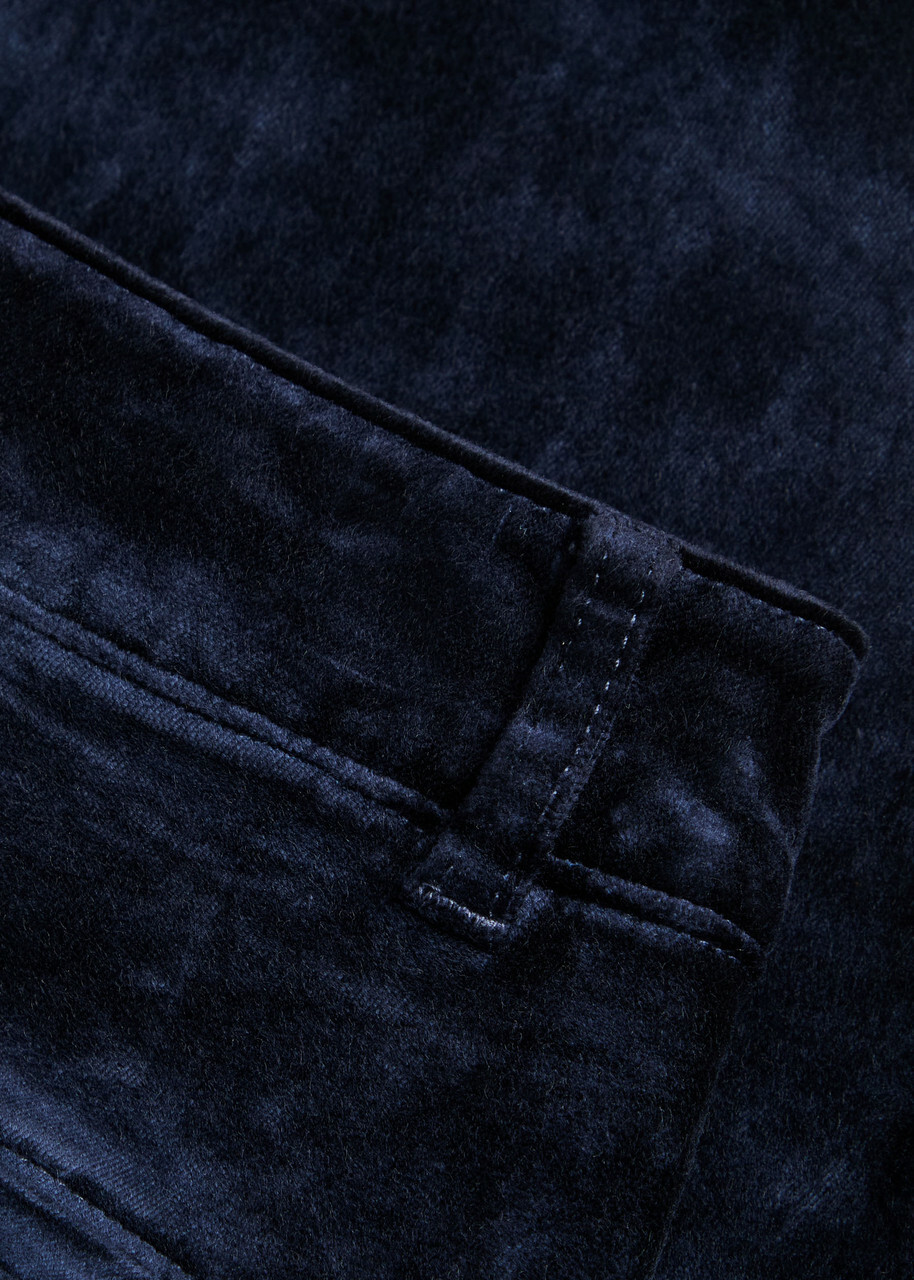 Paige Laurel Slim Flared-leg Velvet Trousers Navy
