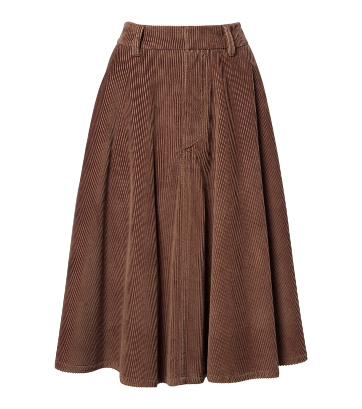 Photo: Brunello Cucinelli Monili cotton corduroy midi skirt