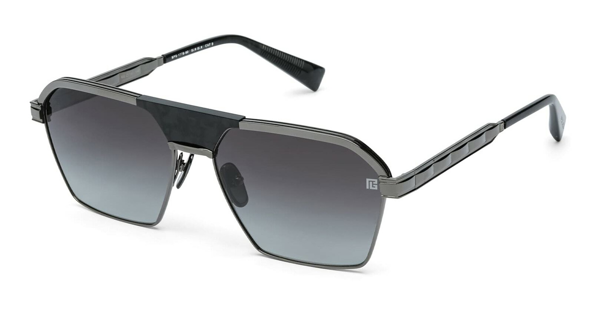 Balmain Sergeant - Black Rhodium / Leather Black Sunglasses