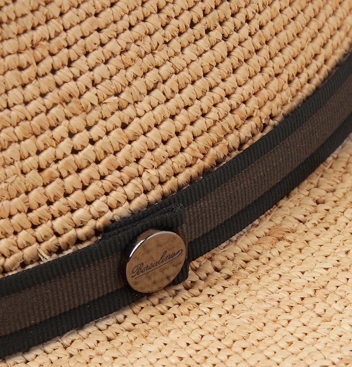 Borsalino Argentina Grosgrain Trimmed Straw Panama Hat Brown