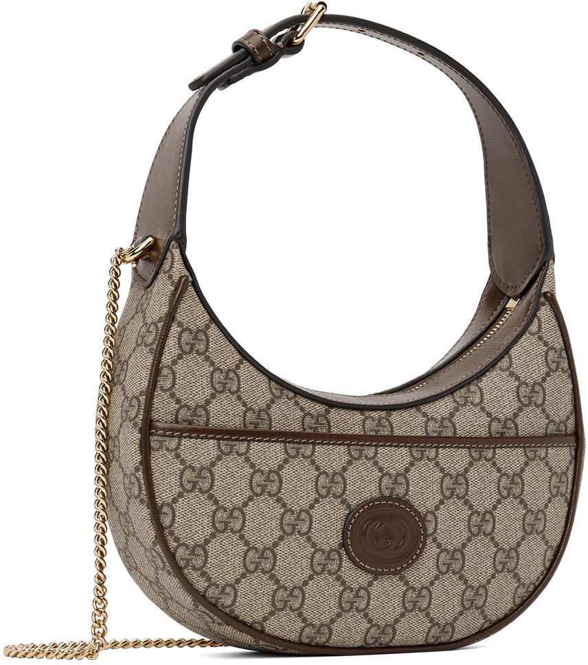 Gucci Brown GG Half-Moon Bag