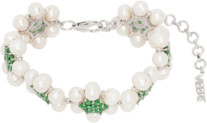 Photo: VEERT White Gold 'The 42 Pearl Green Flower' Bracelet