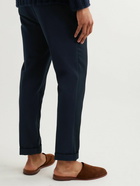 Etro - Slim-Fit Two-Tone Cotton-Twill and Wool-Twill Trousers - Blue