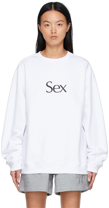 Photo: More Joy White Cotton 'Sex' Sweatshirt