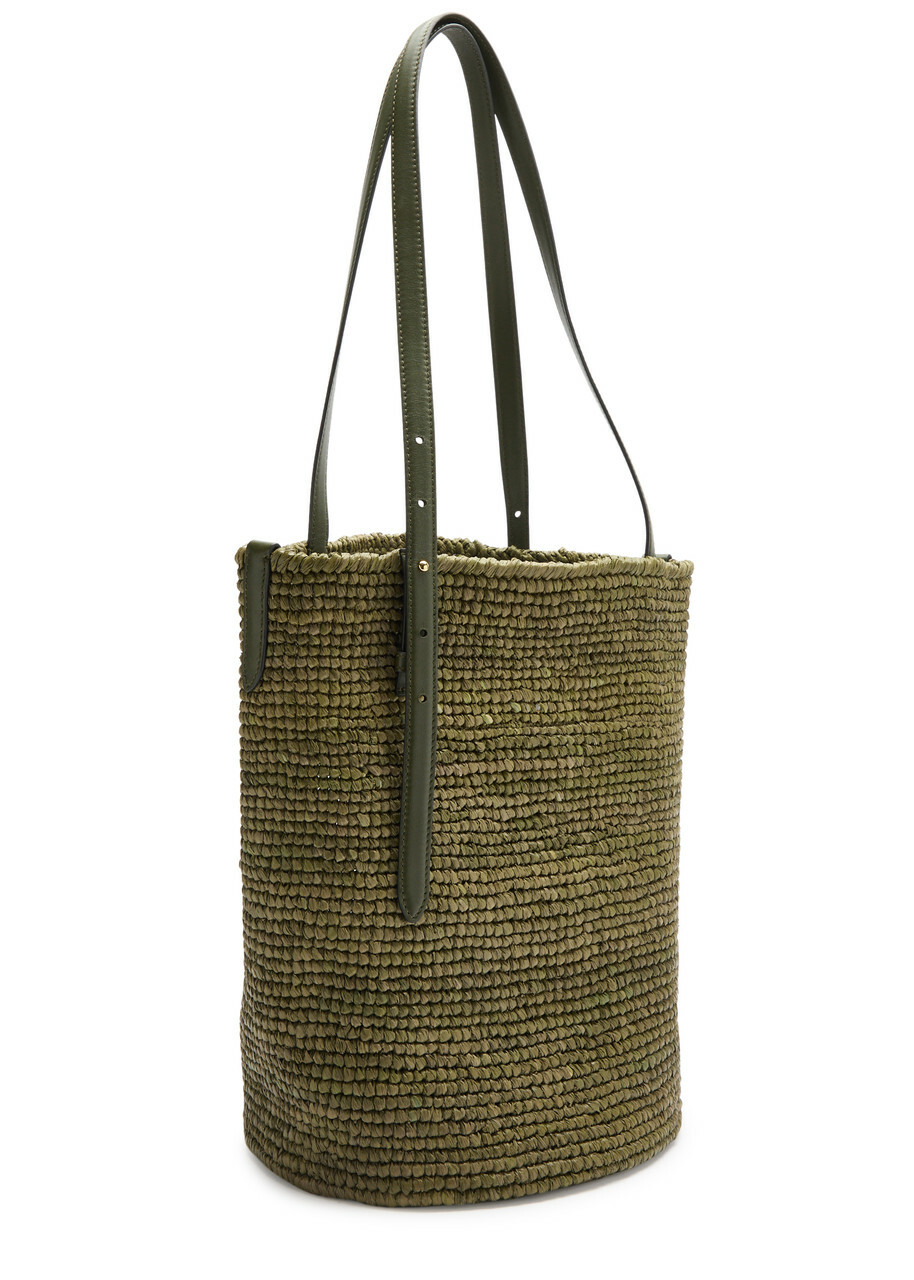 Rabanne Logo Raffia Tote - Khaki - One Size