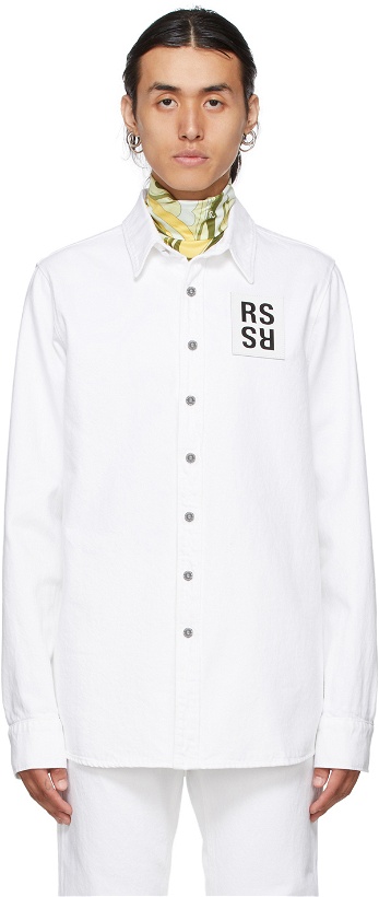 Photo: Raf Simons White & Grey Denim Slim Fit Shirt