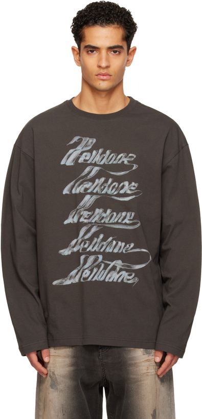 Photo: We11done Gray Se11done Multi-Logo Long Sleeve T-shirt