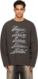 We11done Gray Se11done Multi-Logo Long Sleeve T-shirt