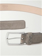 Zegna - 3cm Suede Belt - Gray