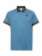 Nike Tennis - NikeCourt Heritage Logo-Appliquéd Cotton-Blend Mesh Polo Shirt - Blue