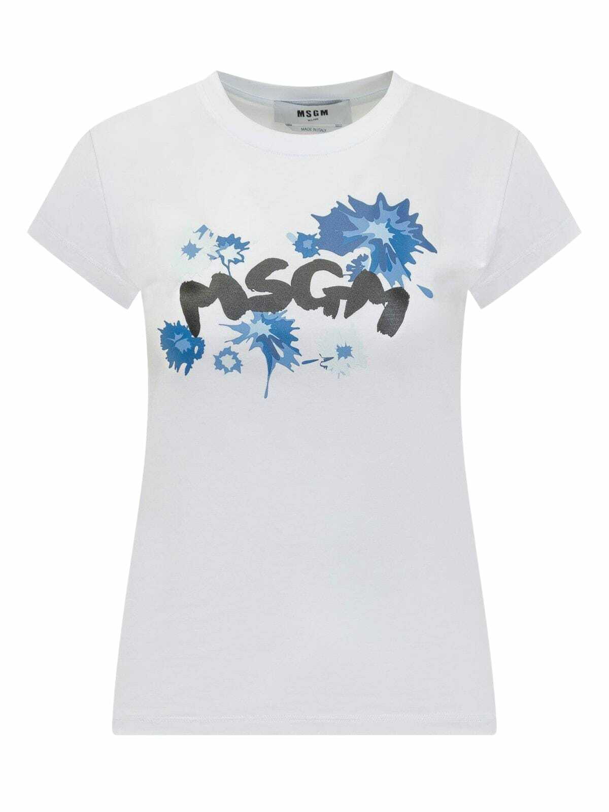 【送料&関税込】MSGM Graphic Print T-shirt MSGM logo-print Cotton T-shirt | White | FARFETCH