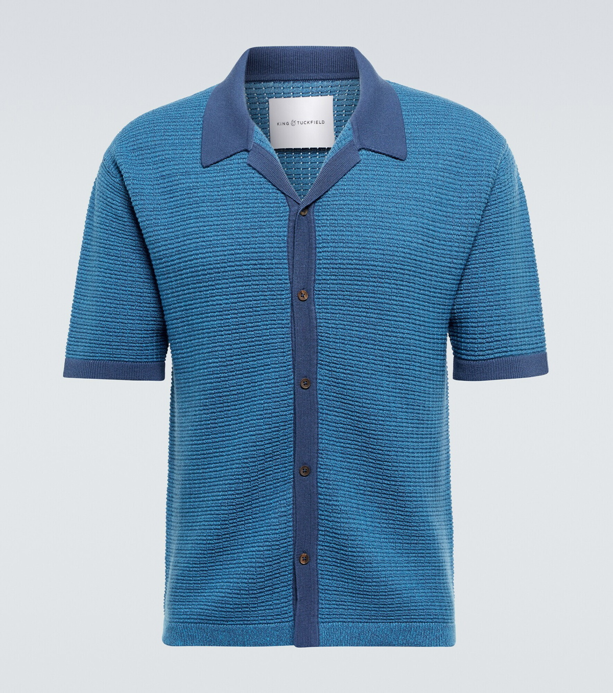 Argyle Wool Polo Shirt in Blue - King Tuckfield