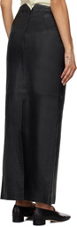 REMAIN Birger Christensen Black Leather Midi Skirt