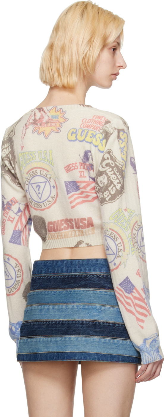 Guess Jeans U.S.A. Off-White Printed Sweater