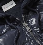 Moncler - Panelled Cotton-Jersey and Quilted Shell Down Zip-Up Hoodie - Navy
