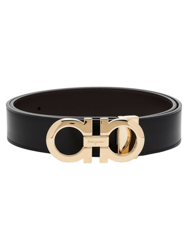 Photo: Ferragamo Black Gancini Reversible Leather Belt