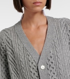 Sacai Cable-knit wool and poplin cardigan
