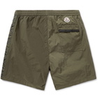 Moncler - Logo-Embroidered Grosgrain-Trimmed Shell Shorts - Green