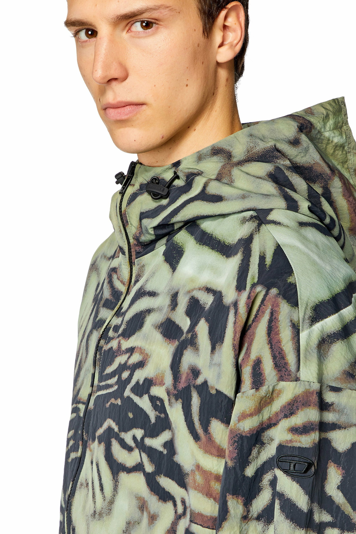 Diesel Nylon windbreaker with camo-zebra print - Jackets