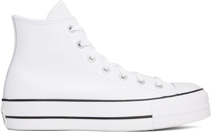Photo: Converse White Leather Chuck Taylor All Star Platform Sneakers