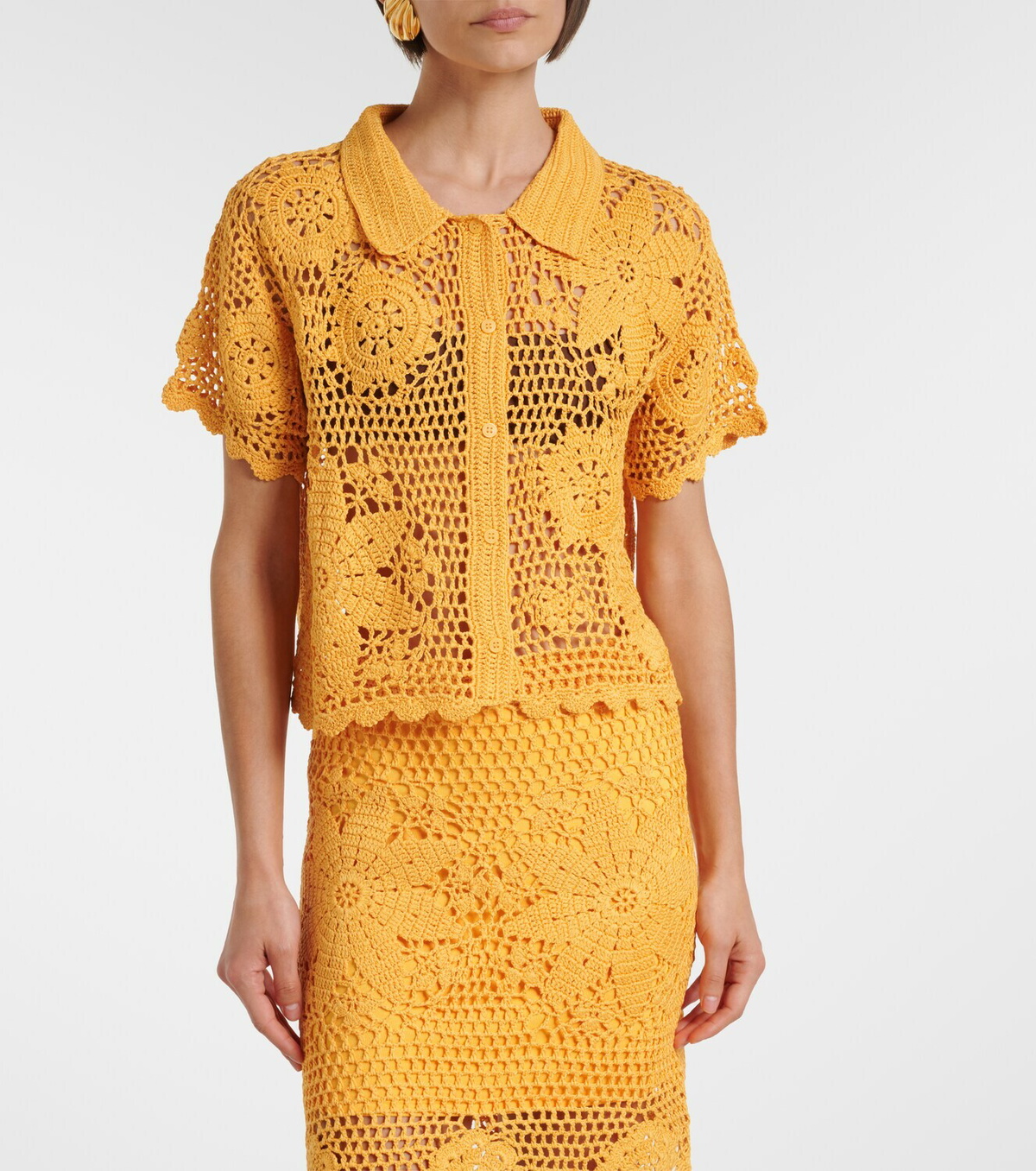Simkhai Macks floral crochet cotton shirt