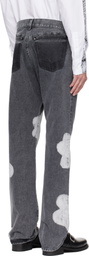 FORMA Gray Bleached Flower Jeans