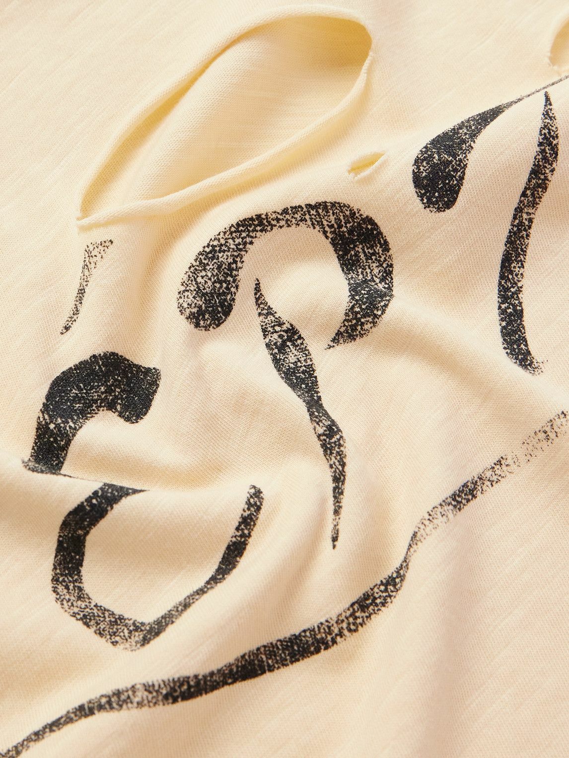 Gallery Dept. - Cropped Distressed Logo-Print Cotton-Jersey Tank Top - Neutrals