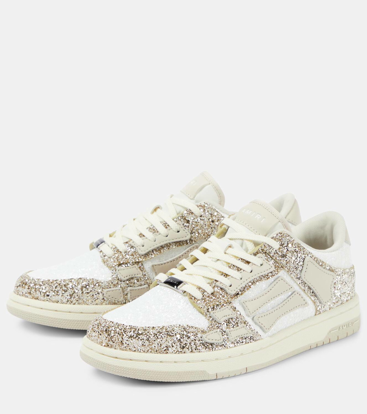 Amiri Skel Top glitter leather-trimmed sneakers
