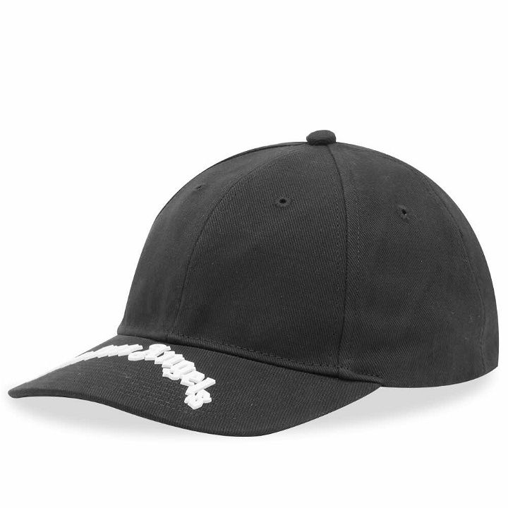 Photo: Palm Angels Men's Curved Logo Cap in Black/White