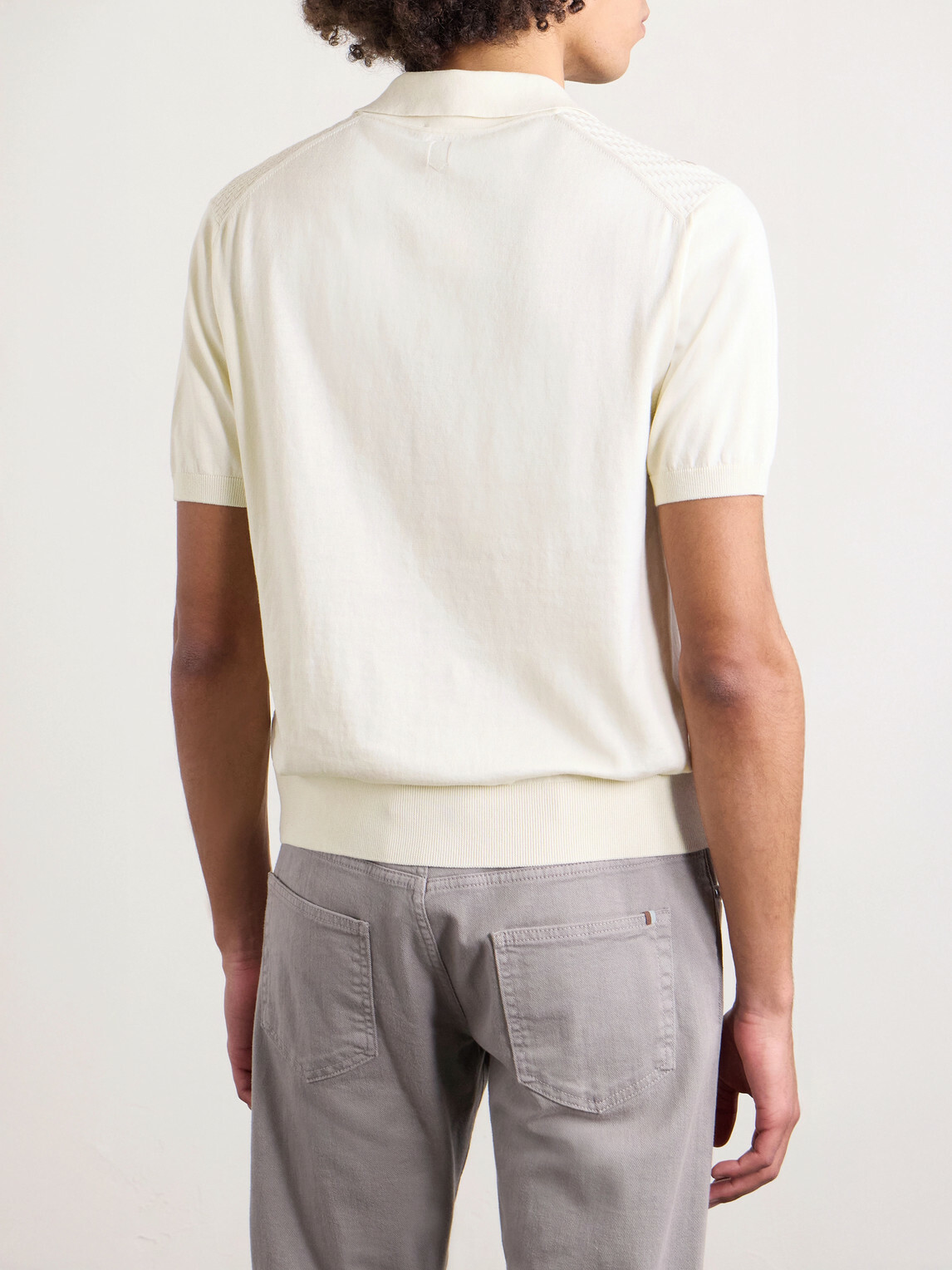 Canali - Cotton and Silk-Blend Polo Shirt - Neutrals
