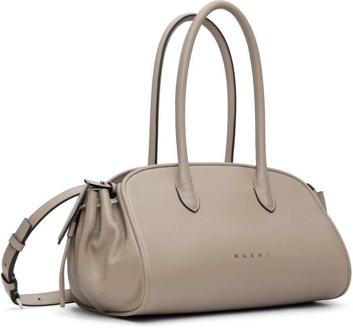 Marni Taupe Leather Tulipea Small Top-Handle Bag