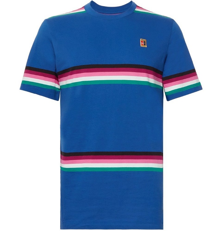 Photo: Nike Tennis - NikeCourt Striped Cotton-Jersey Tennis T-Shirt - Men - Blue