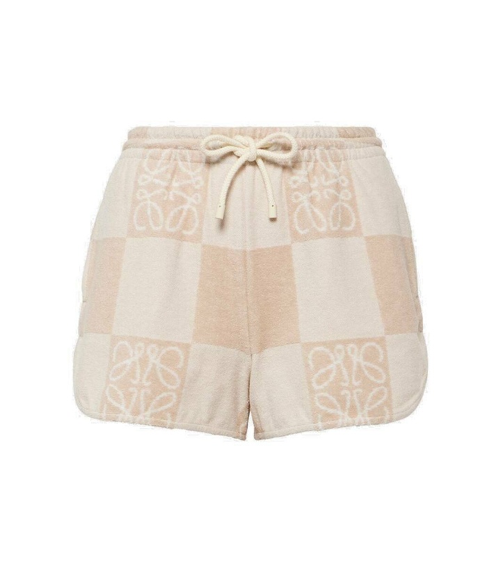 Photo: Loewe Anagram checked cotton-blend shorts