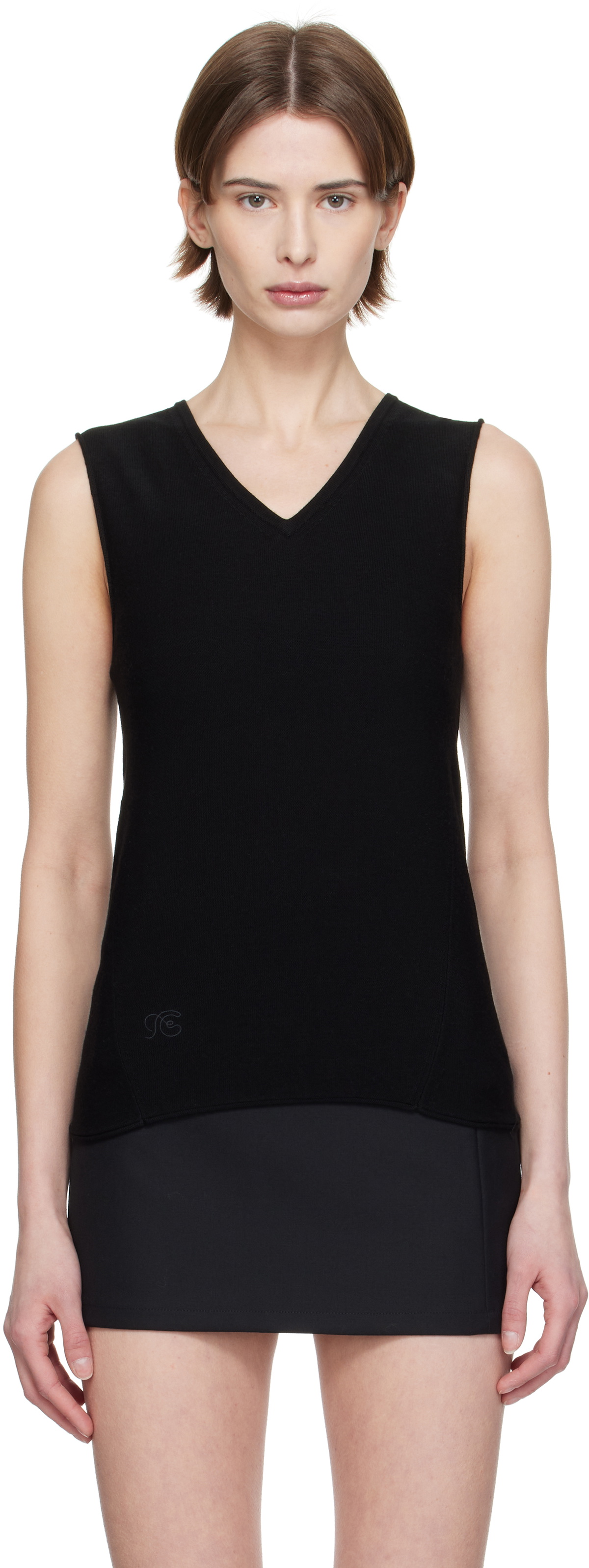 Fax Copy Express Black V-Neck Vest