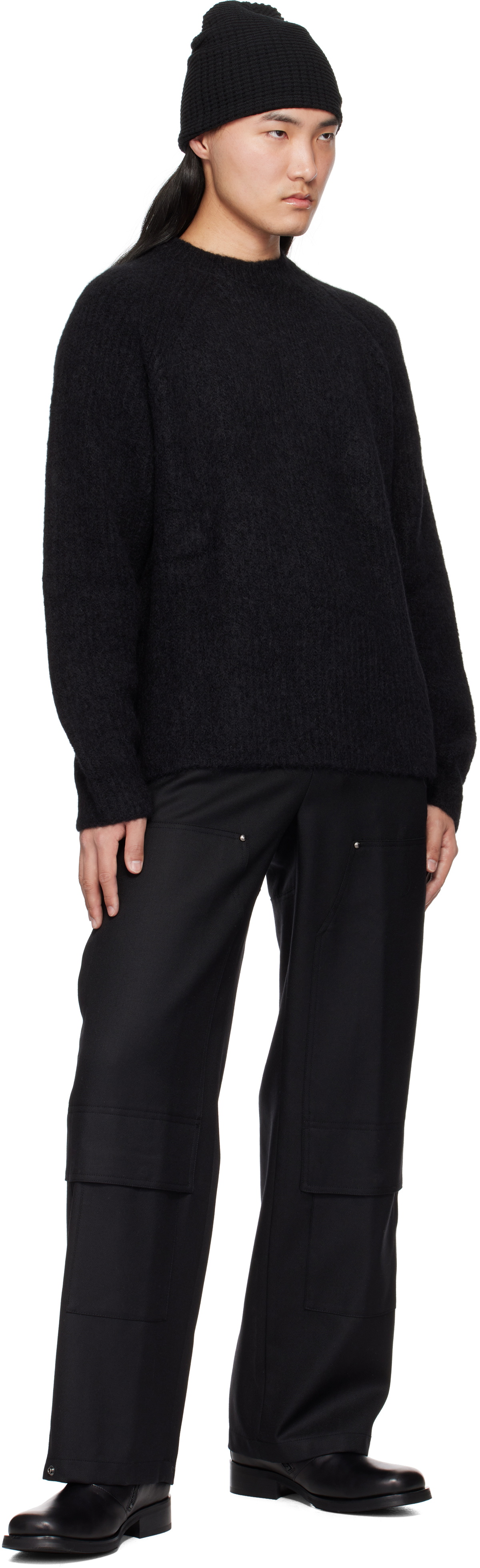 DEVOA Black Alpaca Mohair Knit Sweater