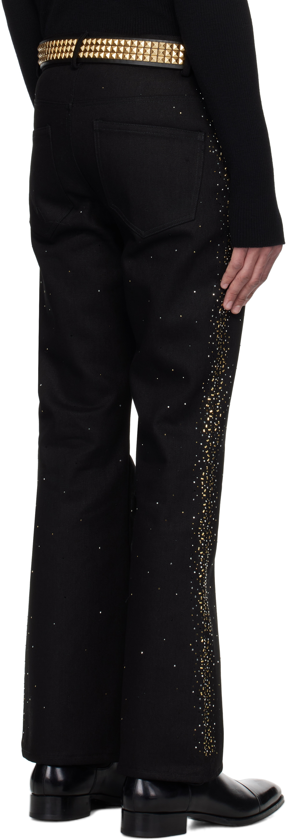 Ernest W. Baker Black Studded Five Pocket Flare Jeans