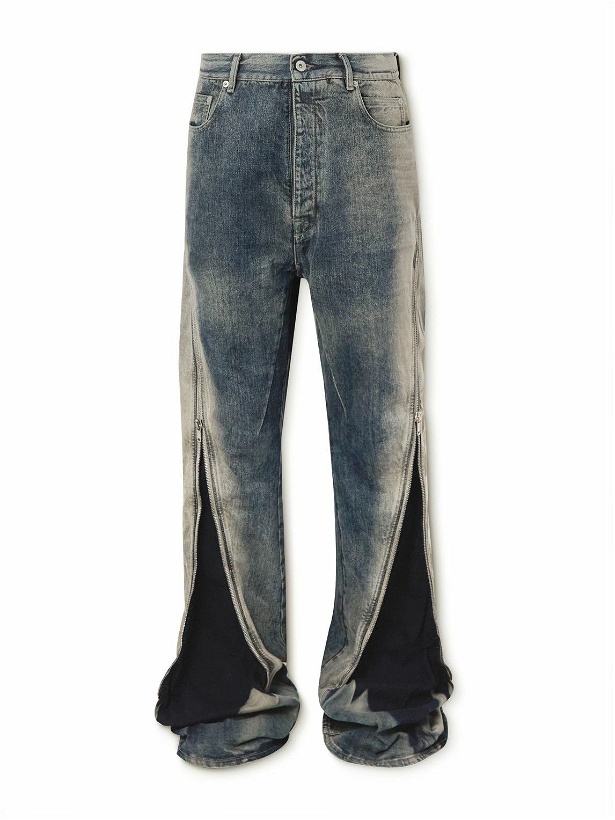 Photo: DRKSHDW by Rick Owens - Bolan Banana Straight-Leg Flared Zip-Embellished Jeans - Blue