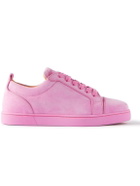 Christian Louboutin - Louis Junior Orlato Grosgrain-Trimmed Suede Sneakers - Pink