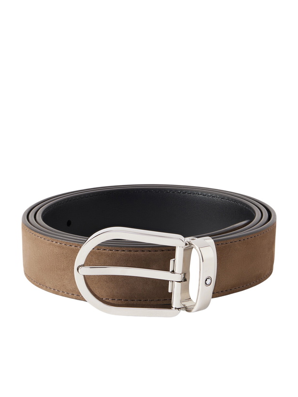 Photo: Montblanc - 3cm Horseshoe Reversible Suede and Leather Belt
