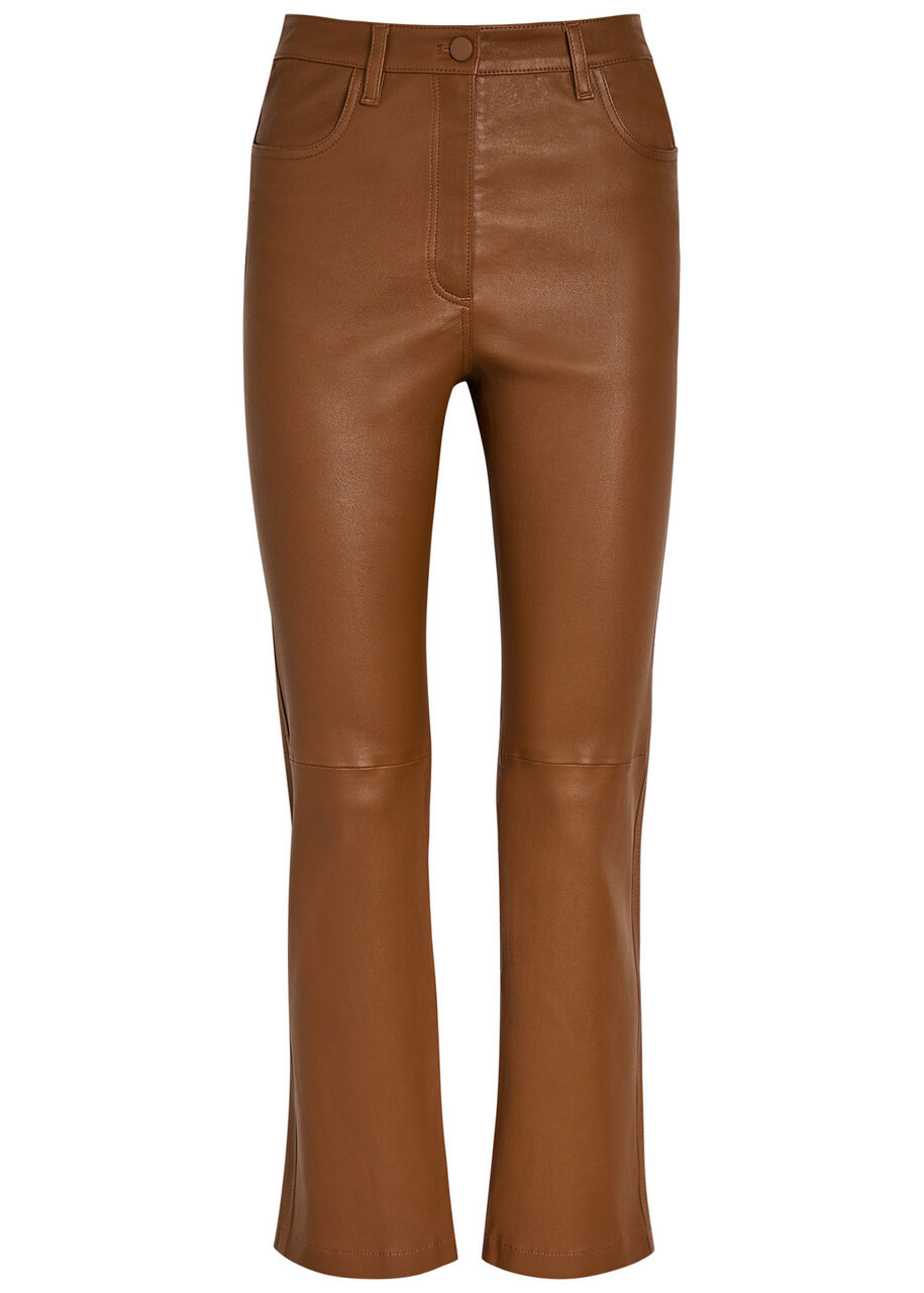 Joseph Duke Straight-leg Leather Trousers Rust