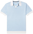 Mr P. - Knitted Cotton-Piqué Polo Shirt - Light blue