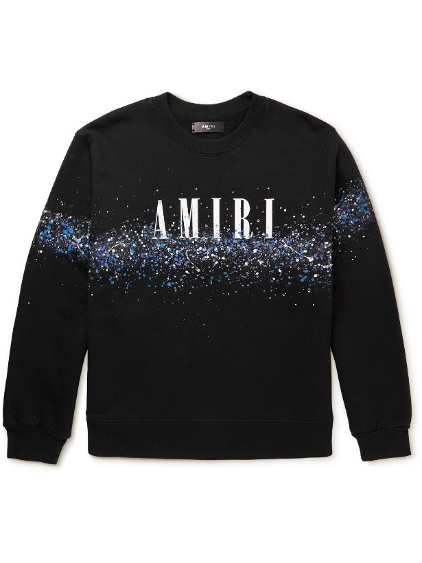 Photo: AMIRI - Logo-Print Embellished Cotton-Jersey Sweatshirt - Black