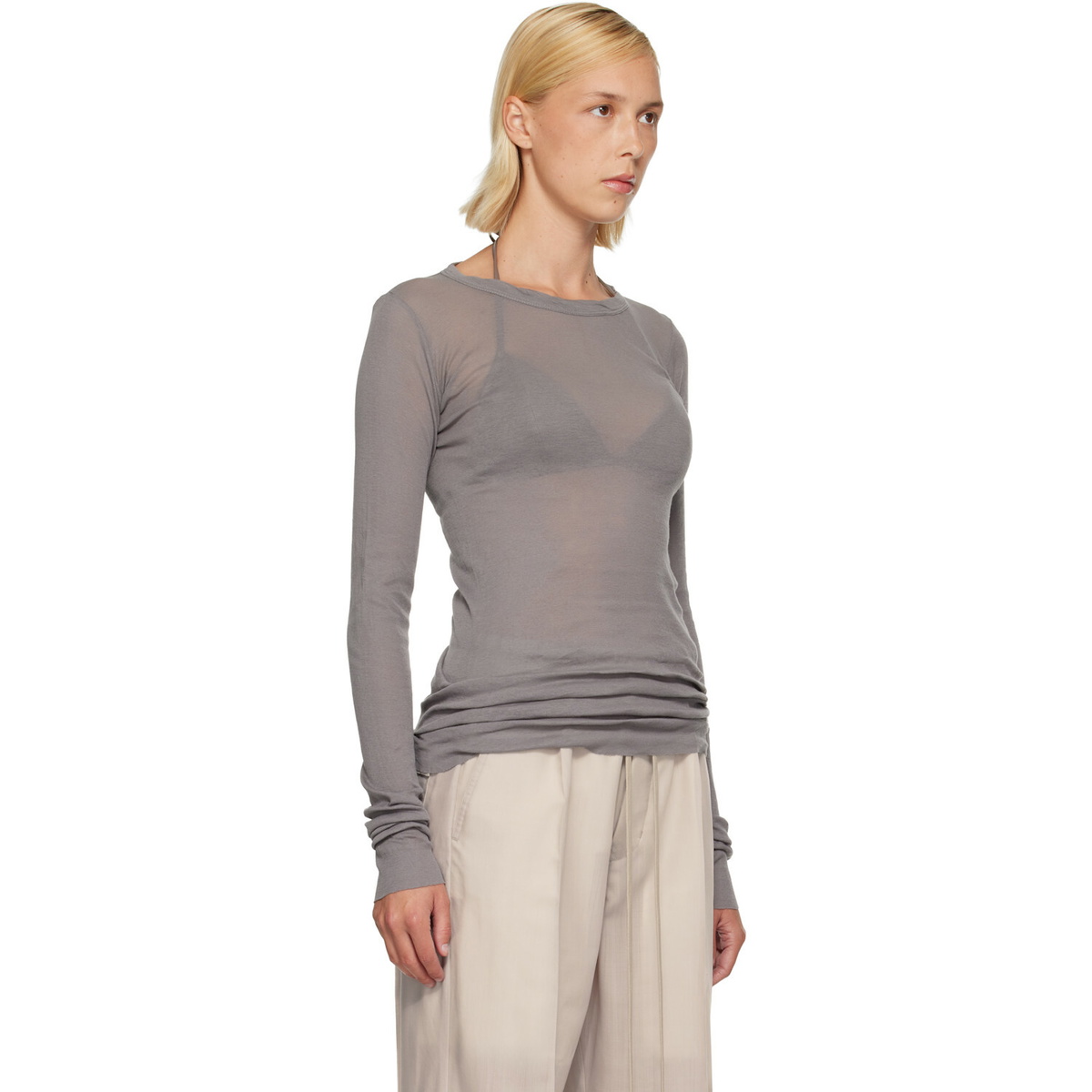 Rick Owens Gray Tower Rib LS T-shirt