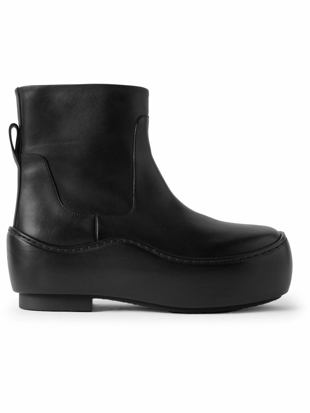 Photo: Jil Sander - Exaggerated-Sole Leather Chelsea Boots - Black