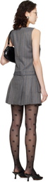 GANNI Gray Wool Stripe Belted Minidress