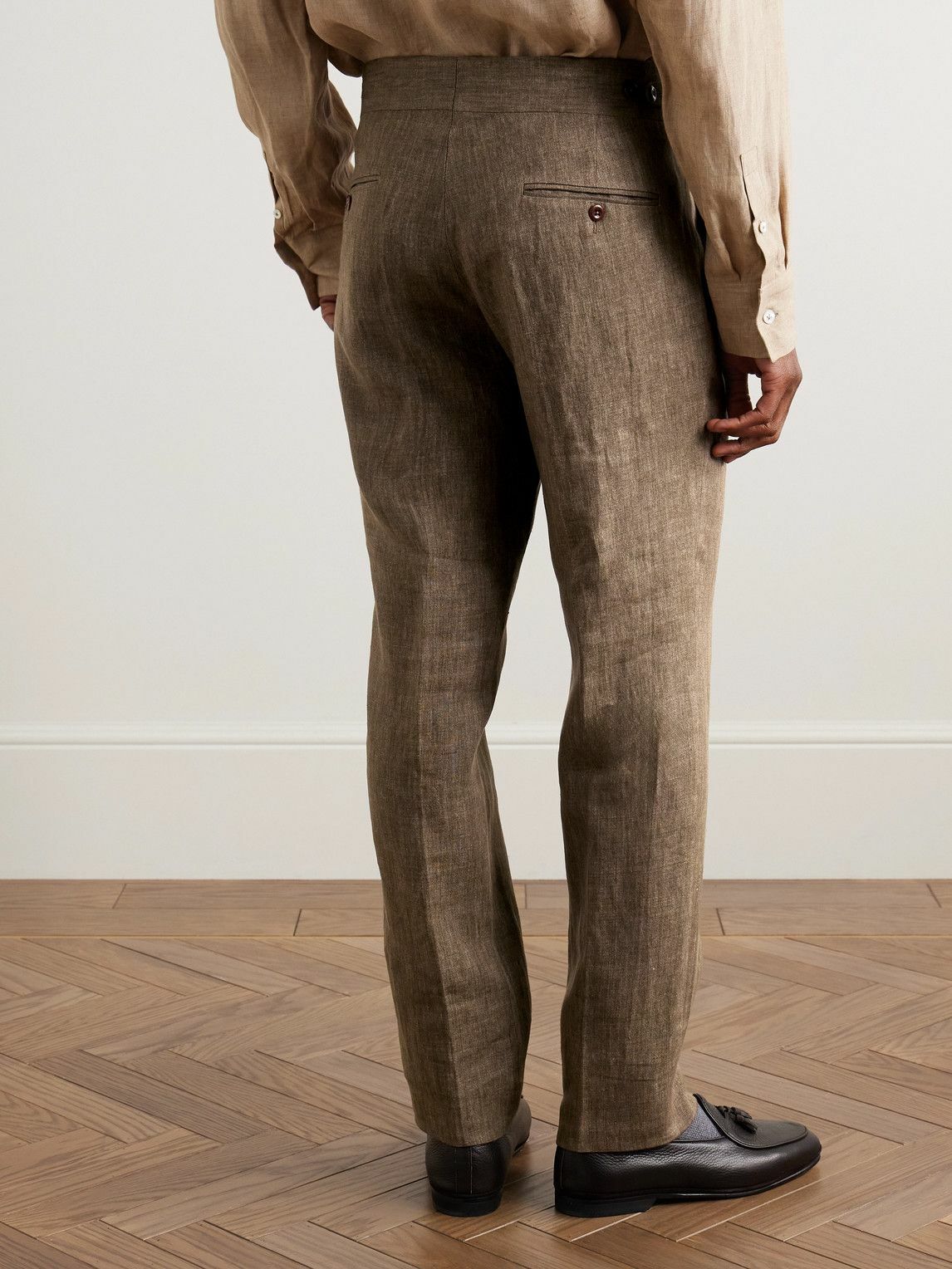 Rubinacci - Genny Slim-Fit Linen Suit Trousers - Brown