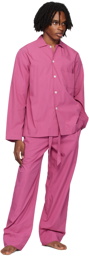 Tekla Pink Long Sleeve Pyjama Shirt