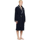 Versace Navy Cotton-Terry Jacquard Bathrobe